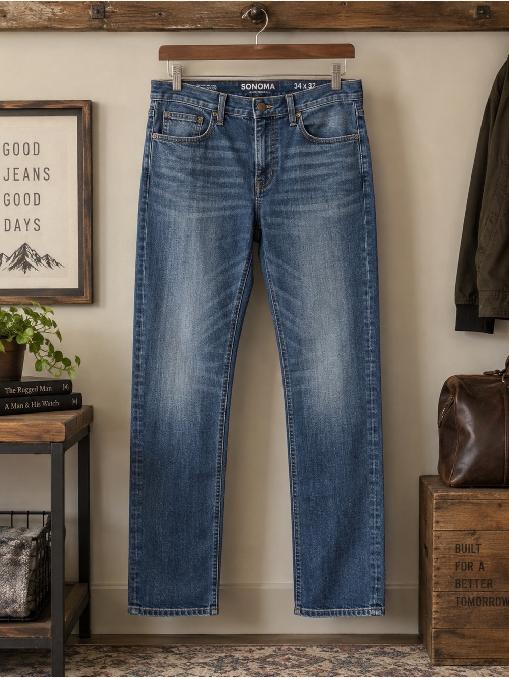 Sonoma Life + Style Men’s Bootcut Jeans 34x32 Medium Wash Denim